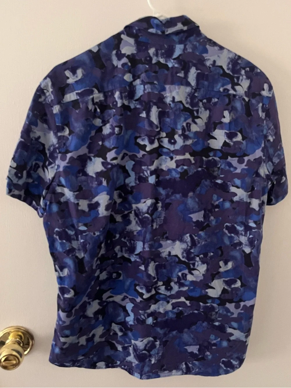 J. Crew Mercantile Men’s Watercolor Blue Camo Print Short Sleeve Button Down M